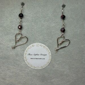 Garnet Heart Earrings